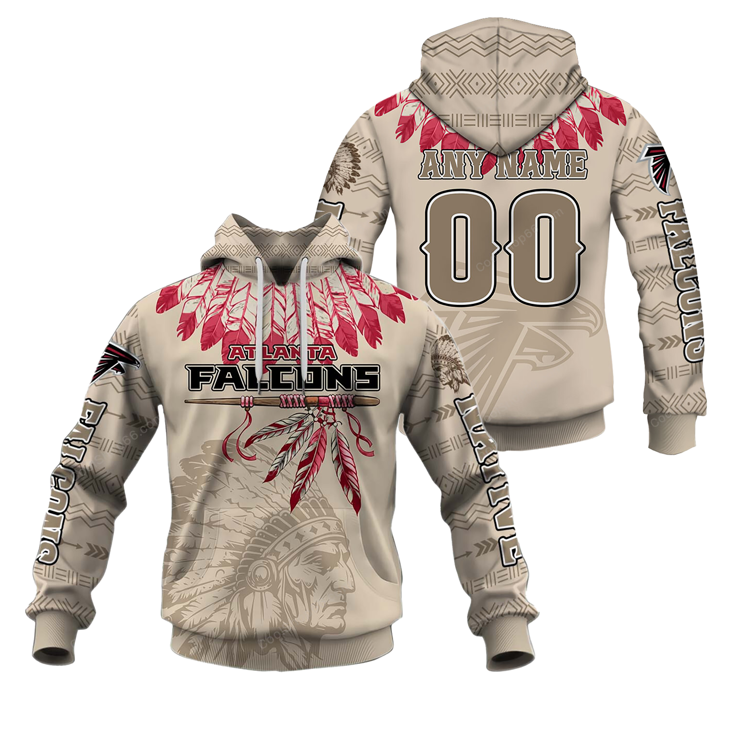 Buildercar - Atlanta Falcons Native American Heritage x NFL Custom Name & Number Hoodie