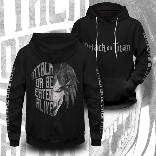 Buildercar - Attack On Titan Attack Or Be Eaten Alive 2k573 Lover Gift ,attack On Titan All Over Print 3d Hoodie 919