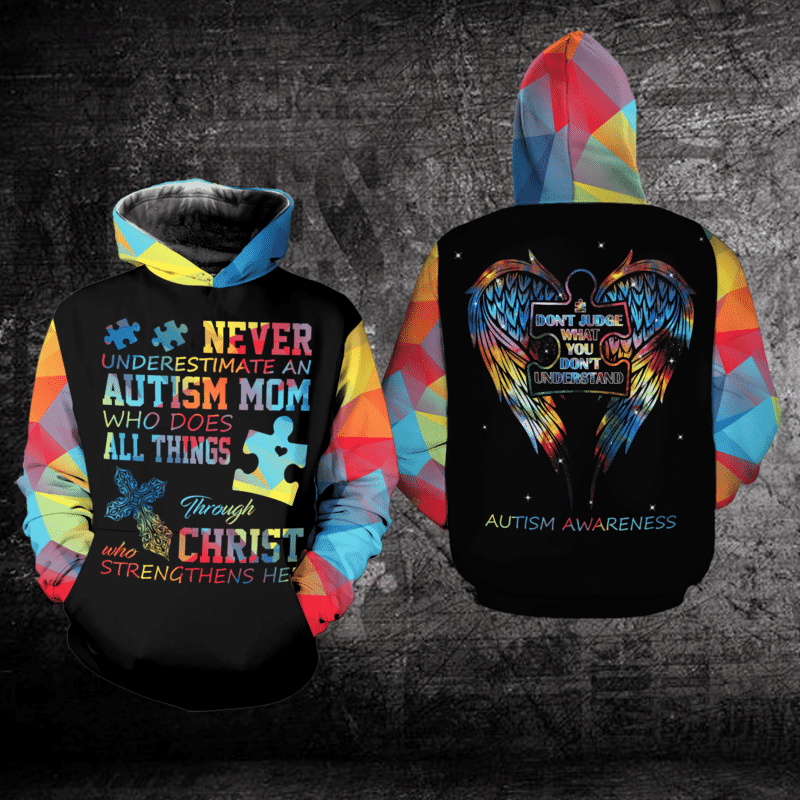 Buildercar - Autism Awarenes Hoodie Never Underestimate An Autism Mom 3d Hoodie