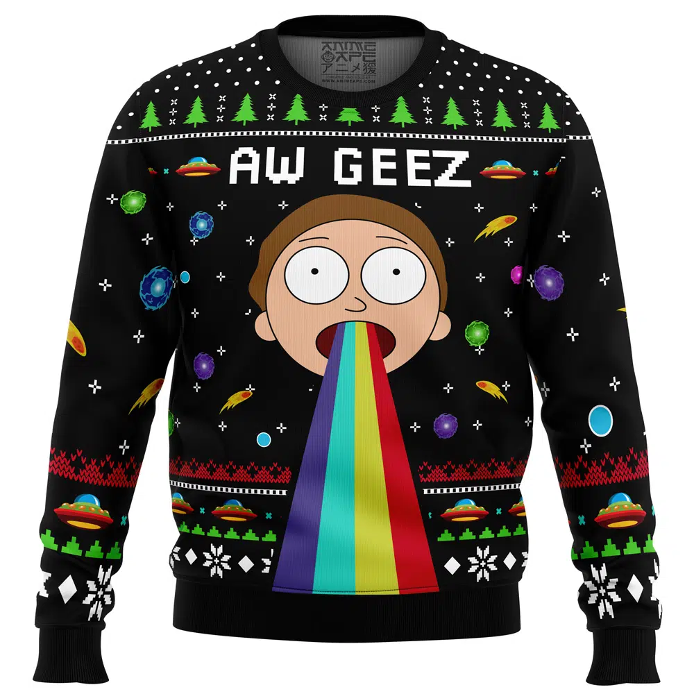 Buildercar - Aw Geez Rick and Morty Ugly Christmas Sweater