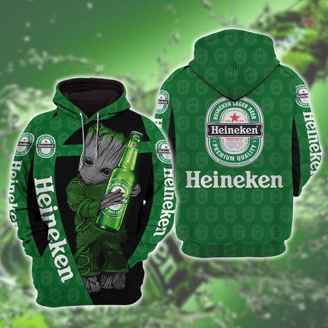 Buildercar - Baby Groot Heineken 3d All Over Print Shirt Hoodie