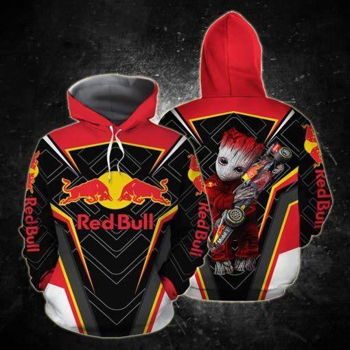 Buildercar - Baby Groot Hug Red Bull Logo Ver3 Aop Hoodie