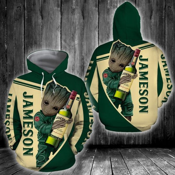 Buildercar - Baby Groot Jameson Irish Whiskey 2k552 Lover Gift ,baby Groot Jameson Irish Whiskeyall Over Print 3d Hoodie 682