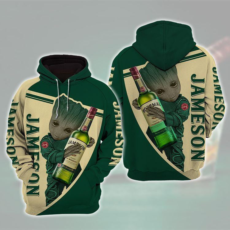 Buildercar - Baby Groot Jameson Irish Whiskey 3d All Over Print T Shirt Hoodie