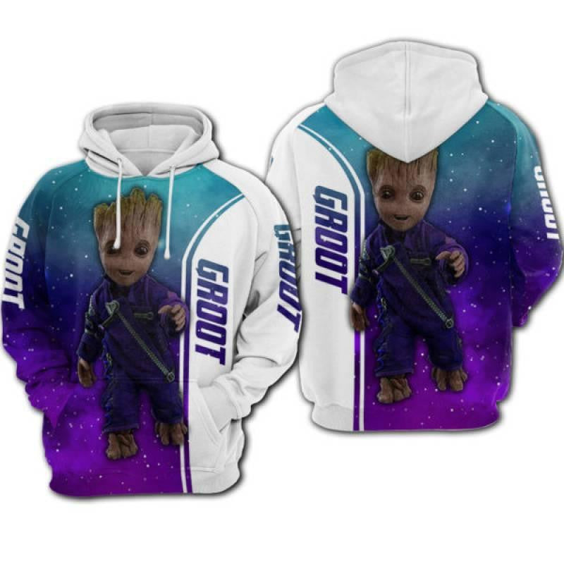 Buildercar - Baby Groot Marvel Comics Guardians Of The Galaxy All Over Print Hoodie