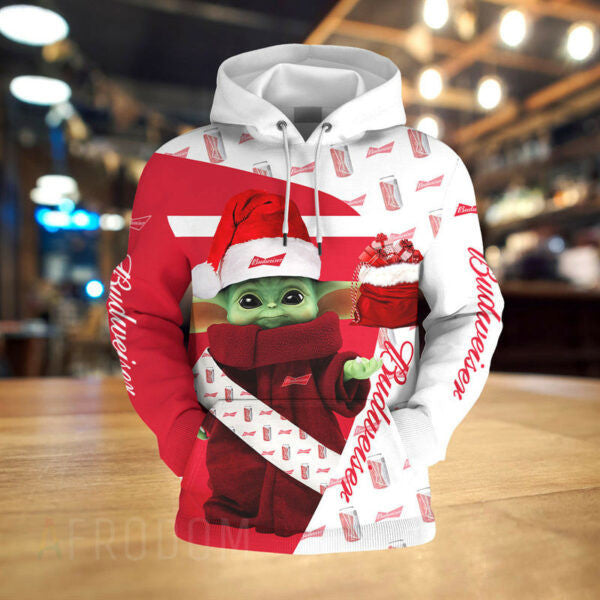 Buildercar - Baby Yoda Budweiser Hoodie And Zip Hoodie, Gift For Fan 3d All Over Print Shirt Hoodie 394