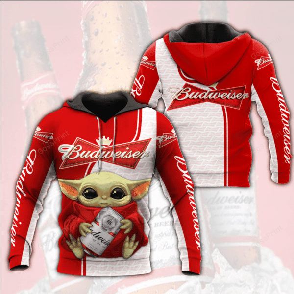 Buildercar - Baby Yoda Budweiser King Of Beers Aop Hoodie 97