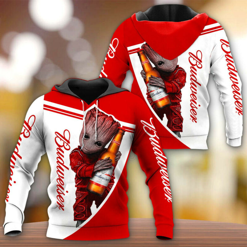 Buildercar - Baby Yoda Hug Budweiser Beer 3d Hoodie