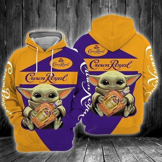 Buildercar - Baby Yoda Hug Crown Royal 3d All Over Print Hoodie, Hoodie