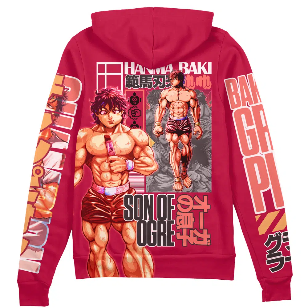 Buildercar - Baki Hanma Baki Streetwear Zip Hoodie Jacket