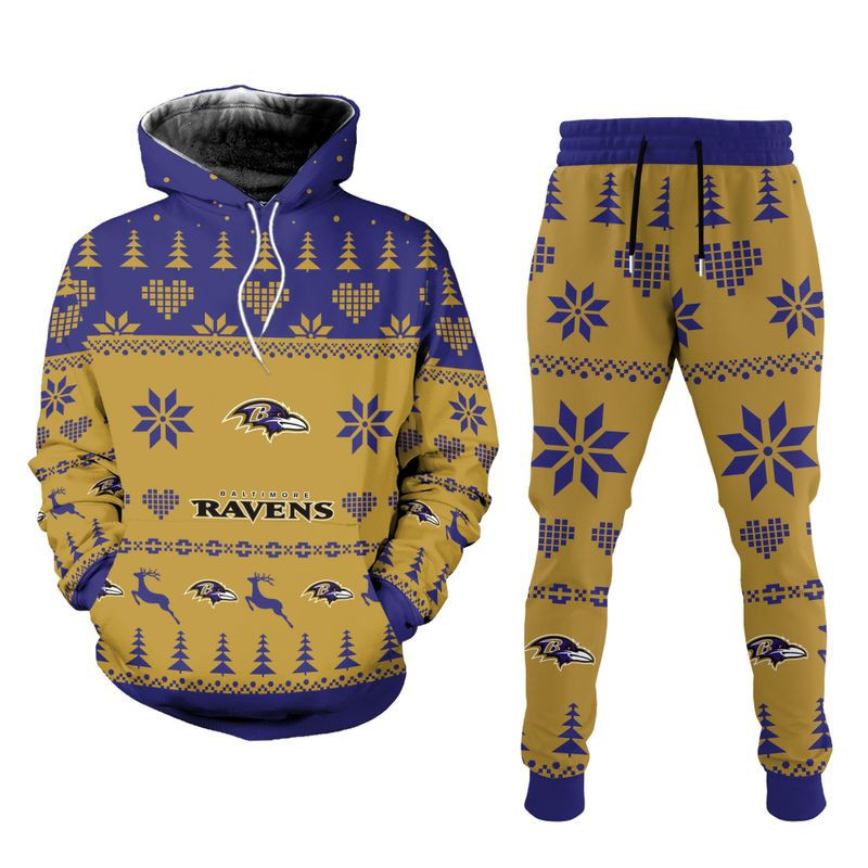 Buildercar - Baltimore Ravens Christmas Patterns Hoodie & Jogger 