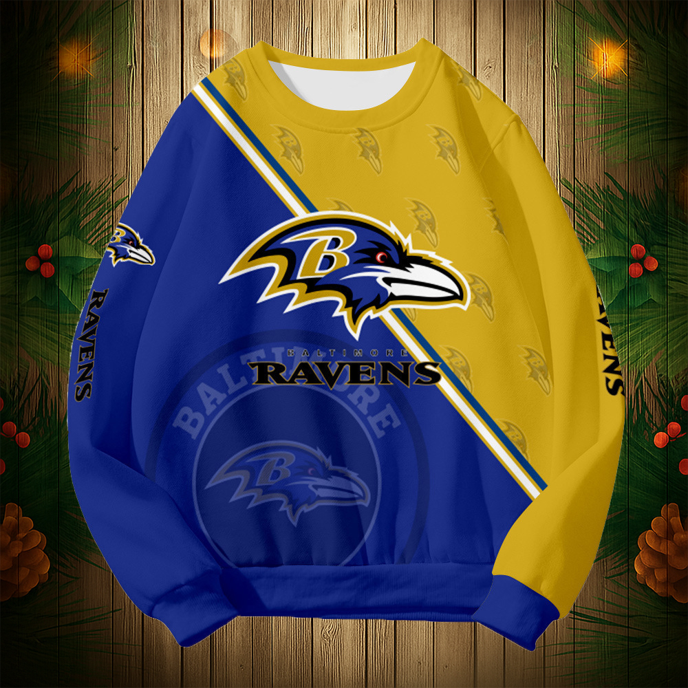 Buildercar - Baltimore Ravens Graphic Crew Neck Sweatshirt Unisex NFL Pullover Hoodie for Football Fans
