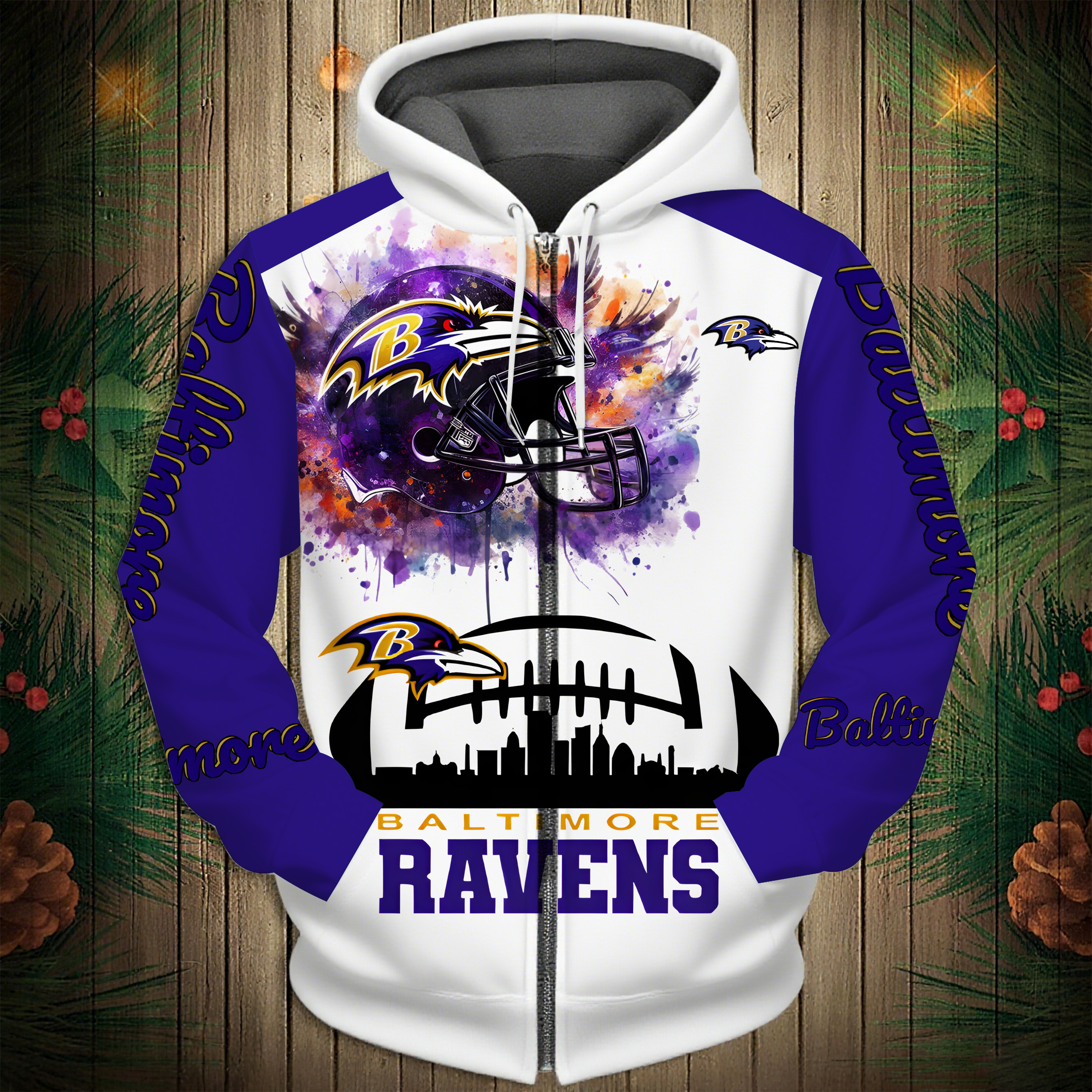 Buildercar - Baltimore Ravens Hoodie Unisex NFL Pullover Hoodie for Football Fans hm10112511