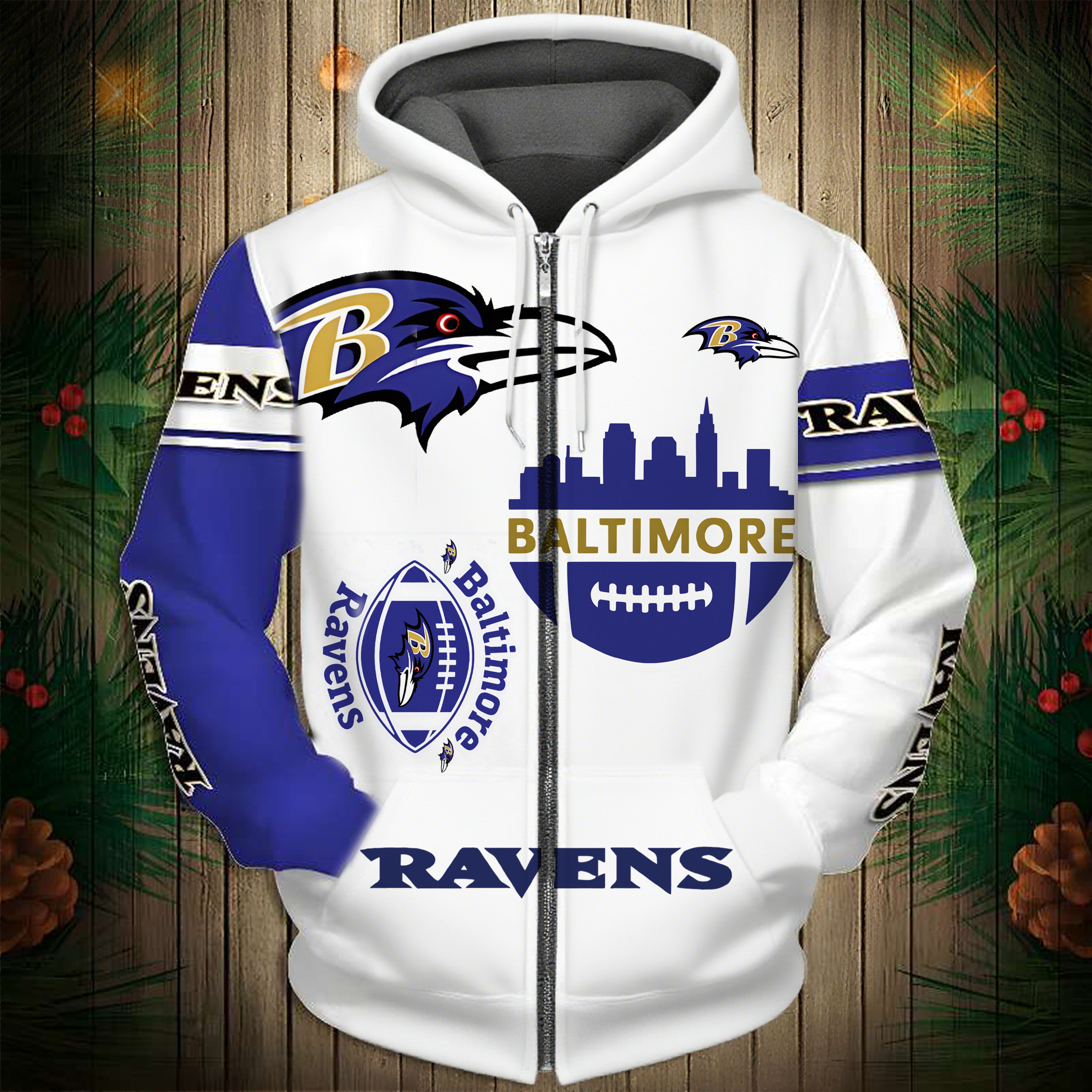 Buildercar - Baltimore Ravens Hoodie Unisex NFL Pullover Hoodie for Football Fans hm10112609