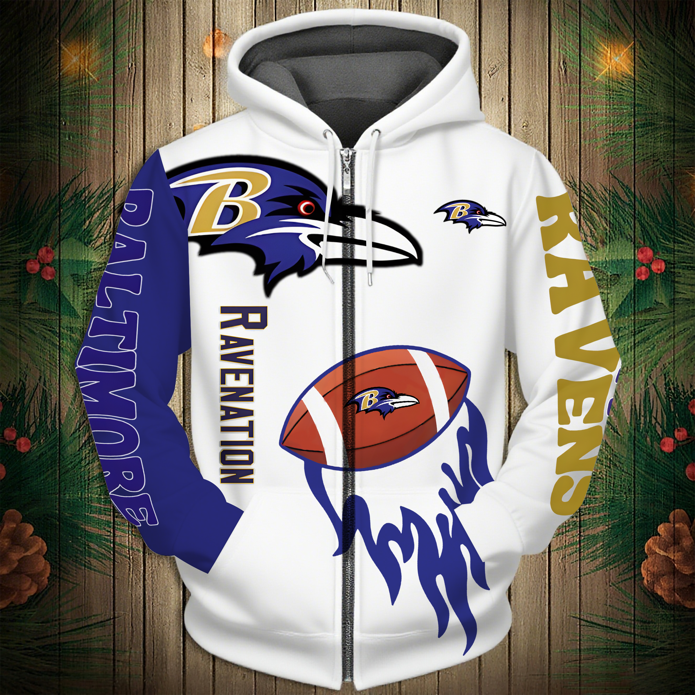 Buildercar - Baltimore Ravens Hoodie Unisex NFL Pullover Hoodie for Football Fans hm10112639