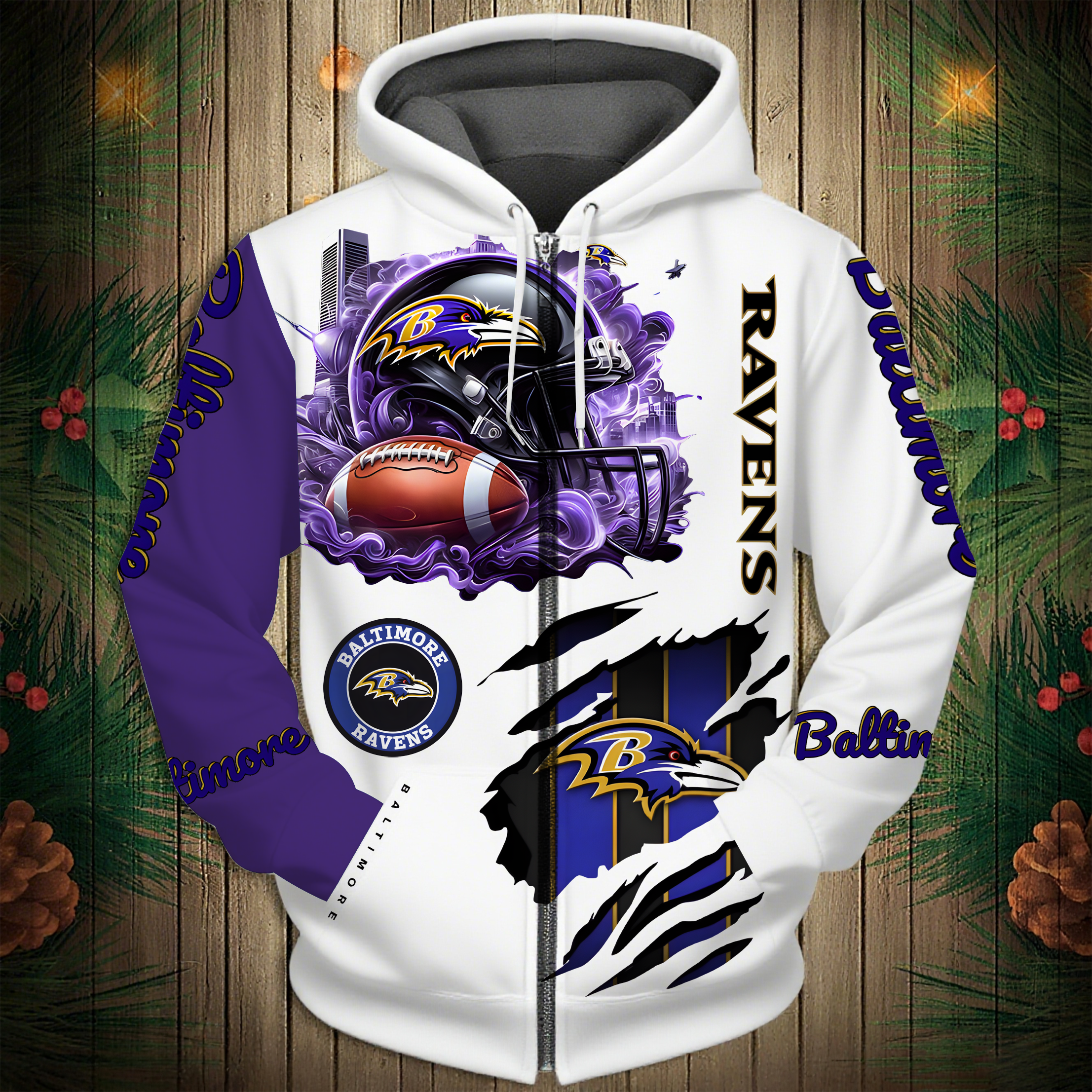 Buildercar - Baltimore Ravens Hoodie Unisex NFL Pullover Hoodie for Football Fans hm10112670