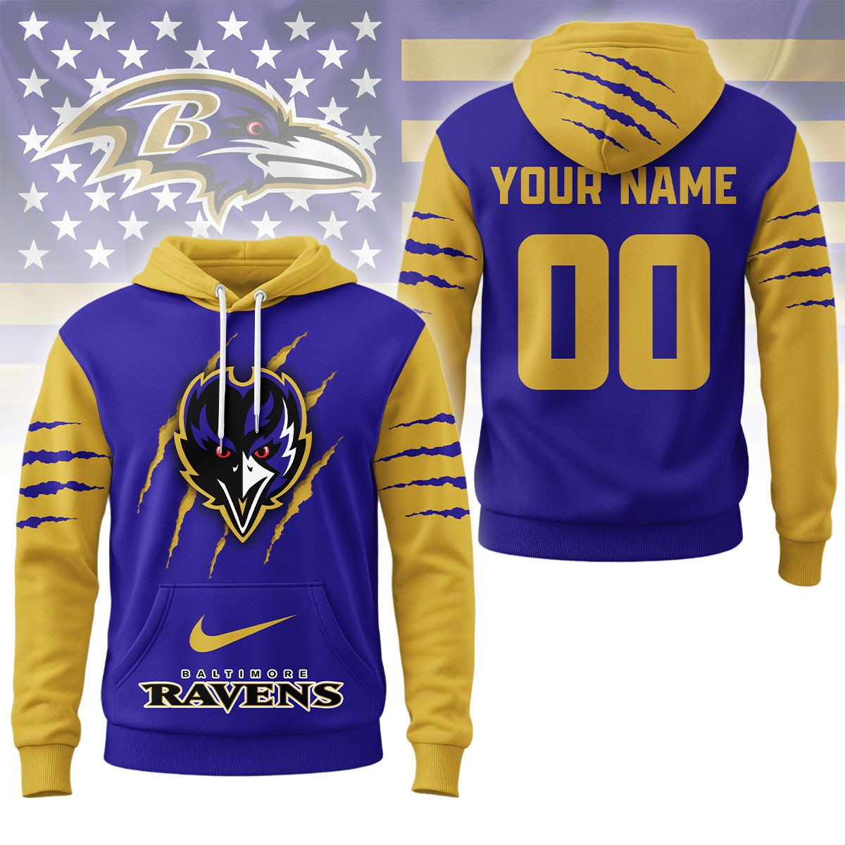 Buildercar - Baltimore Ravens Premium NFL Fan Pride Claw Hoodie