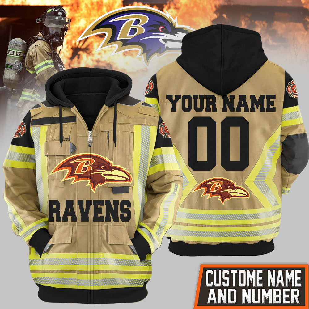 Buildercar - Baltimore Ravens | Premium NFL Firefighter Zip Hoodie