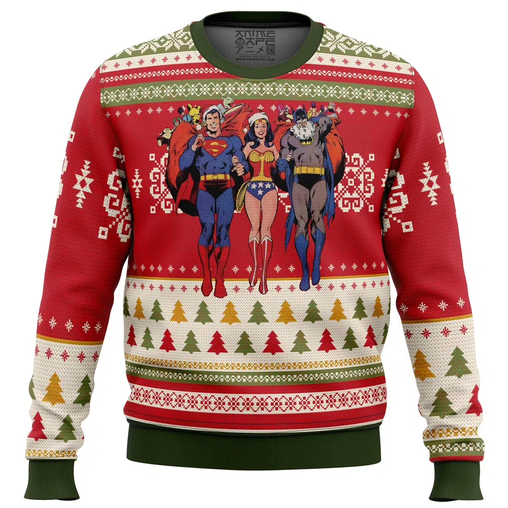 Buildercar - Batman Superman Wonder woman Ugly Christmas Sweater