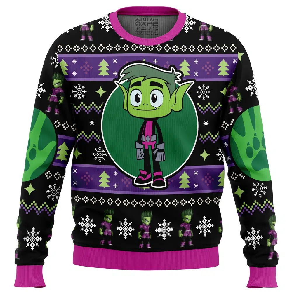 Buildercar - Beast Boy Teen Titans DC Comics Ugly Christmas Sweater
