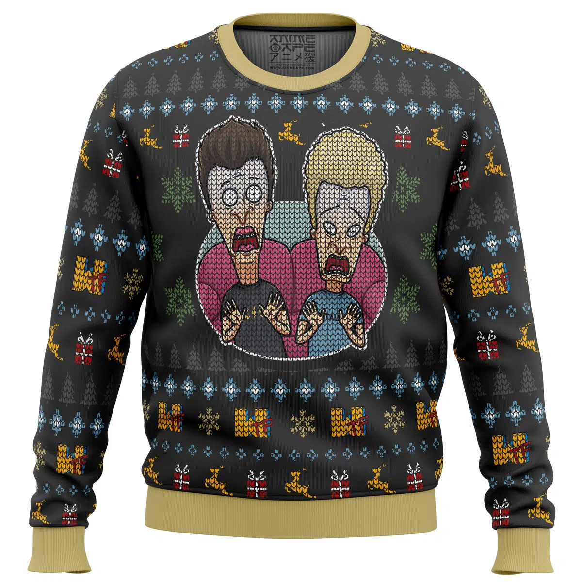 Buildercar - Beavis and Butthead Surprise Reaction Ugly Christmas Sweater