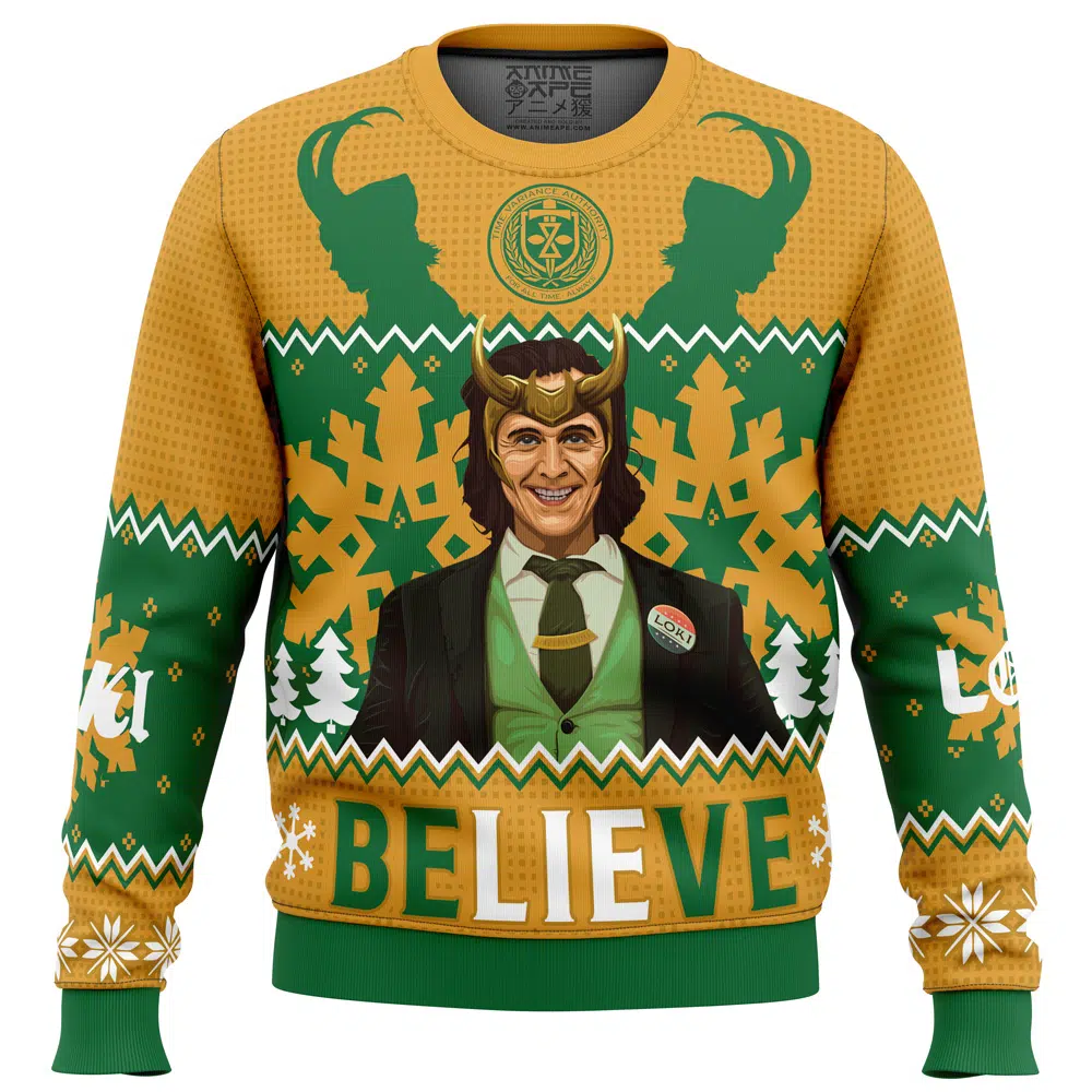 Buildercar - Believe Loki Marvel Ugly Christmas Sweater