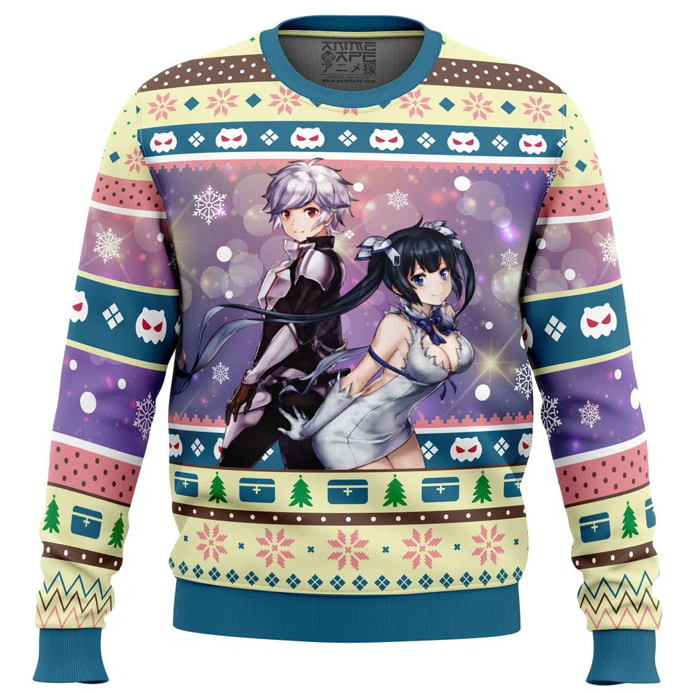 Buildercar - Bell and Hestia Danmachi Ugly Christmas Sweater