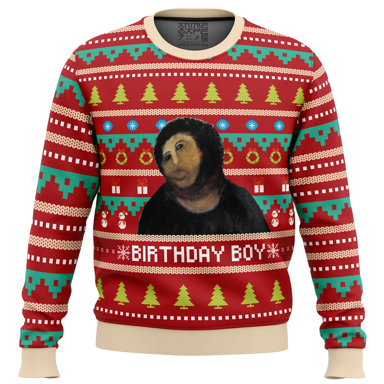 Buildercar - Birthday Boy Potato Jesus Ugly Christmas Sweater