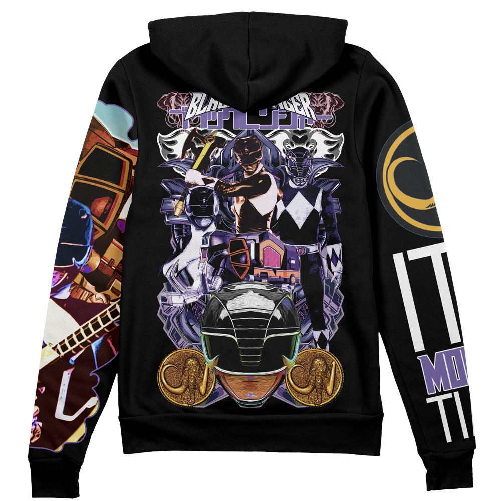 Buildercar - Black Ranger Mighty Morphin Power Rangers Streetwear Zip Hoodie Jacket