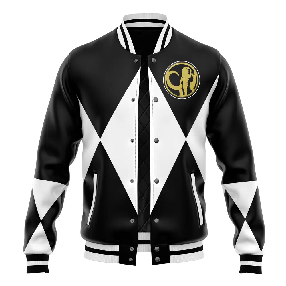 Buildercar - Black Ranger Mighty Morphin Power Rangers Varsity Jacket