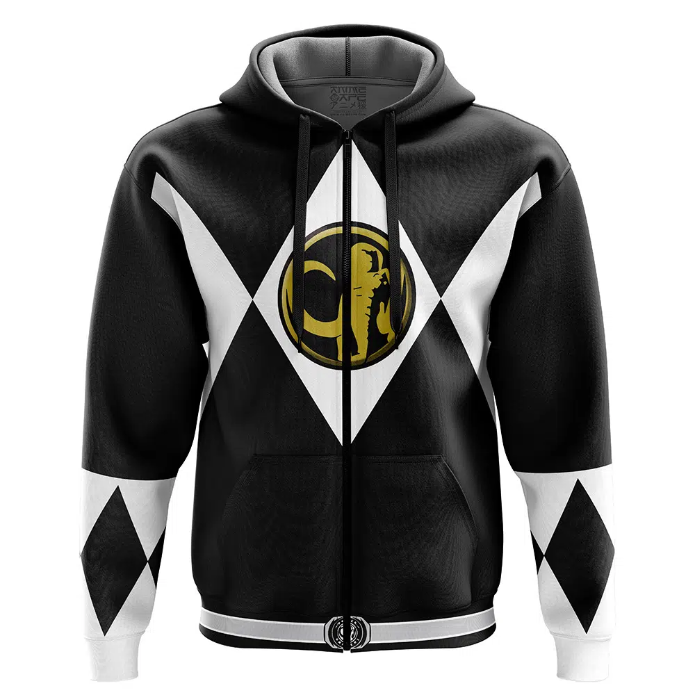 Buildercar - Black Ranger Mighty Morphin Power Rangers Zip Hoodie Jacket