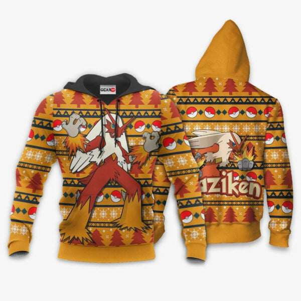 Buildercar - Blaziken Anime Pokemon Manga Ugly Christmas Sweater 1k723 Fan Gift Stylist Unisex Cartoon Graphic Outfits Aop 3d Hoodie 763