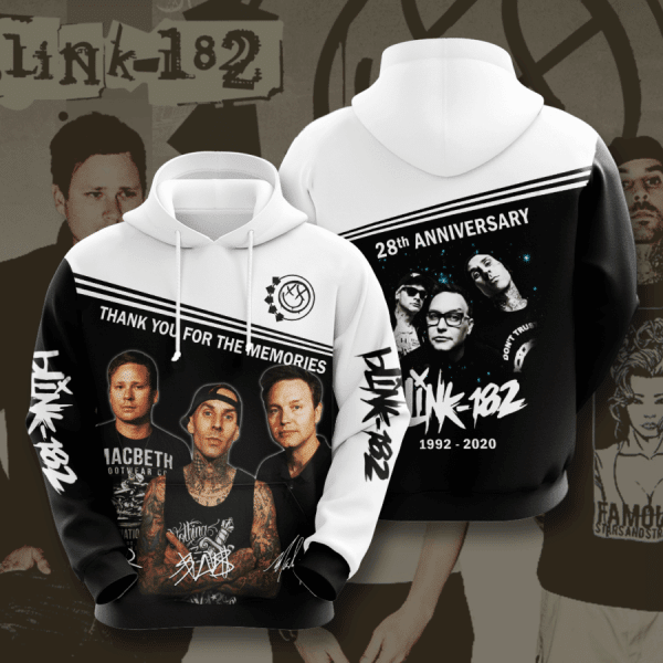 Buildercar - Blink-182 28th Anniversary 1992 2025 Signature Design Gift For Fan Custom 3d Hoodie All Over Printed Hoodie