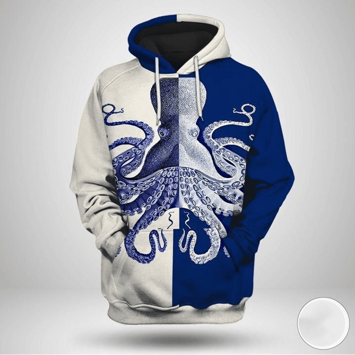 Buildercar - Blue And White Octopus 3d Hoodies