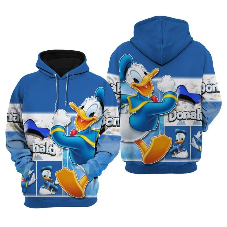 Buildercar - Blue Funny Donald Duck Disney Cartoon Fan Gift All Over Print Hoodie