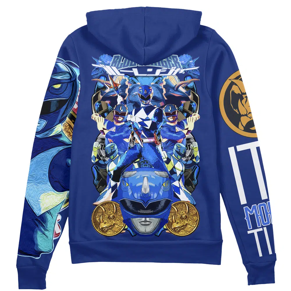 Buildercar - Blue Ranger Mighty Morphin Power Rangers Streetwear Zip Hoodie Jacket
