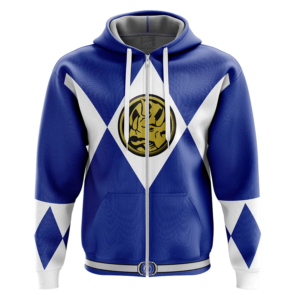 Buildercar - Blue Ranger Mighty Morphin Power Rangers Zip Hoodie Jacket