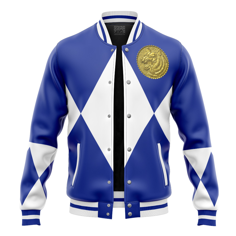 Buildercar - Blue Ranger Wolf Mighty Morphin Power Rangers Varsity Jacket