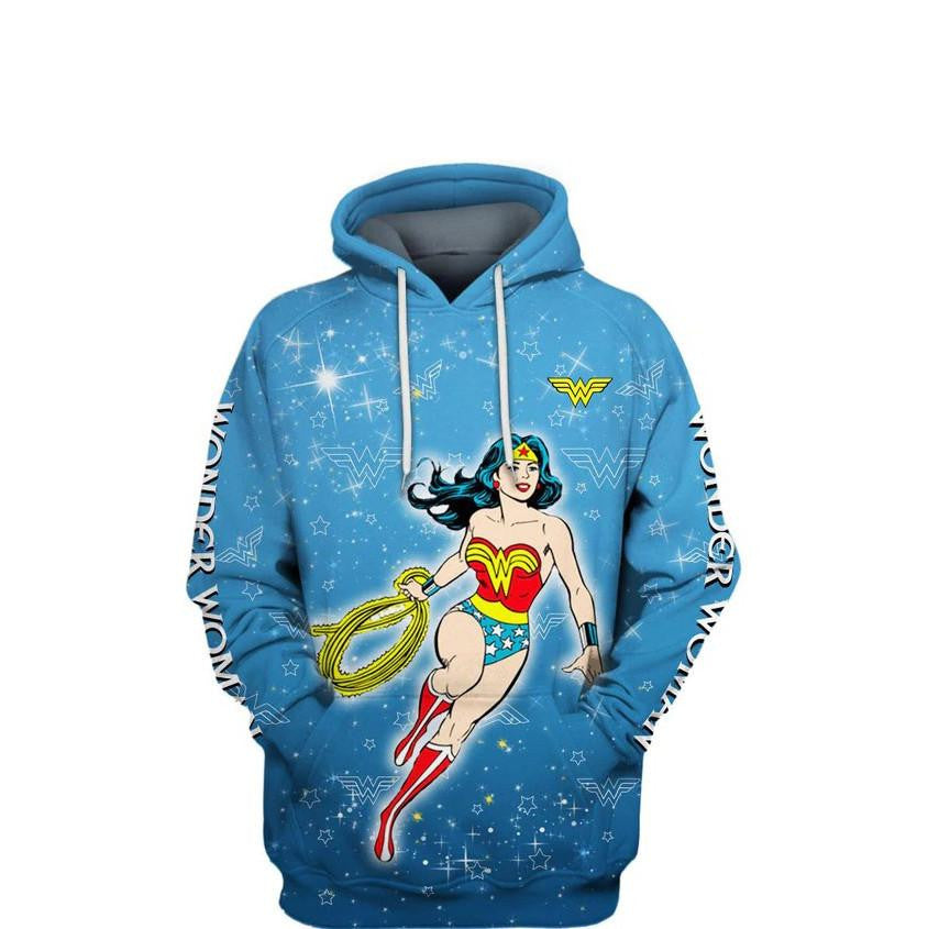 Buildercar - Blue Wonder Woman Dc Comics, Wonder Woman Cartoon All Over Print Hoodie