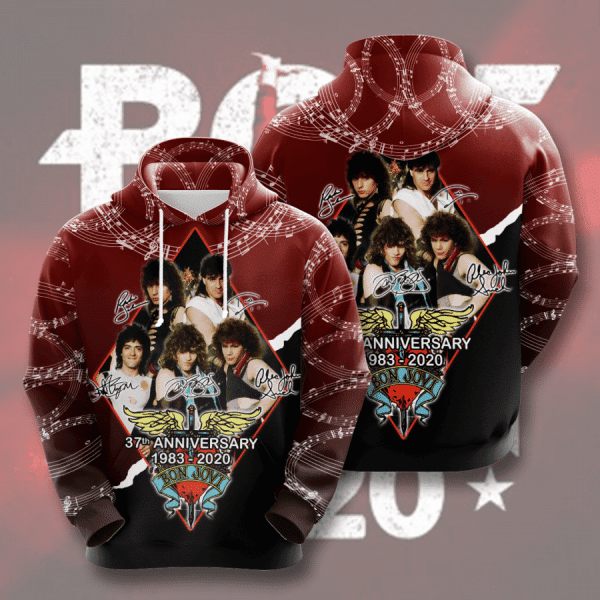 Buildercar - Bon Jovi 37th Anniversary 1983 2020 Signature Design Gift For Fan Custom 3d Hoodie All Over Printed Hoodie 1