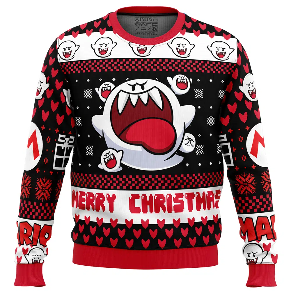 Buildercar - Boo Mario Bros Ugly Christmas Sweater