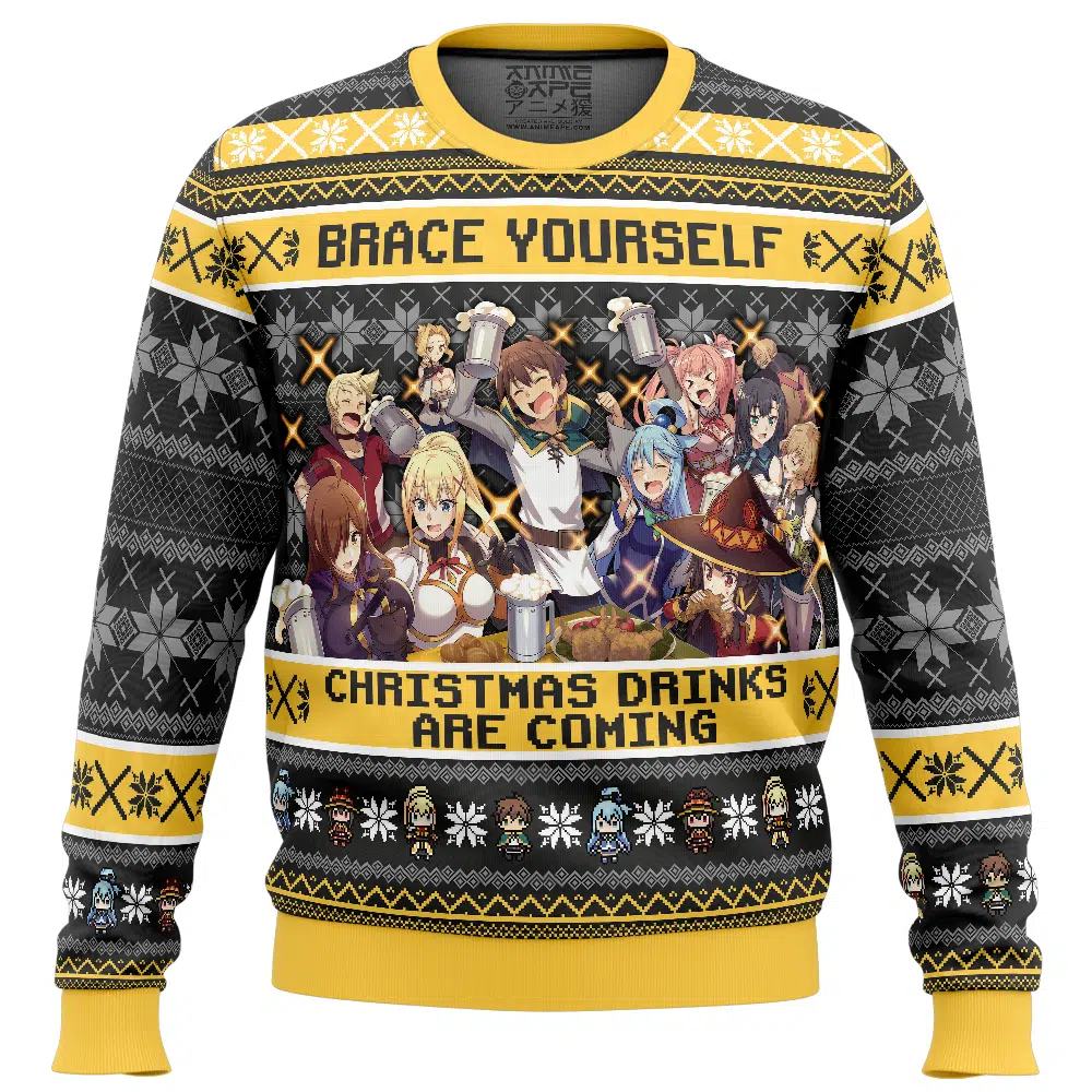 Buildercar - Brace Yourself Konosuba Ugly Christmas Sweater