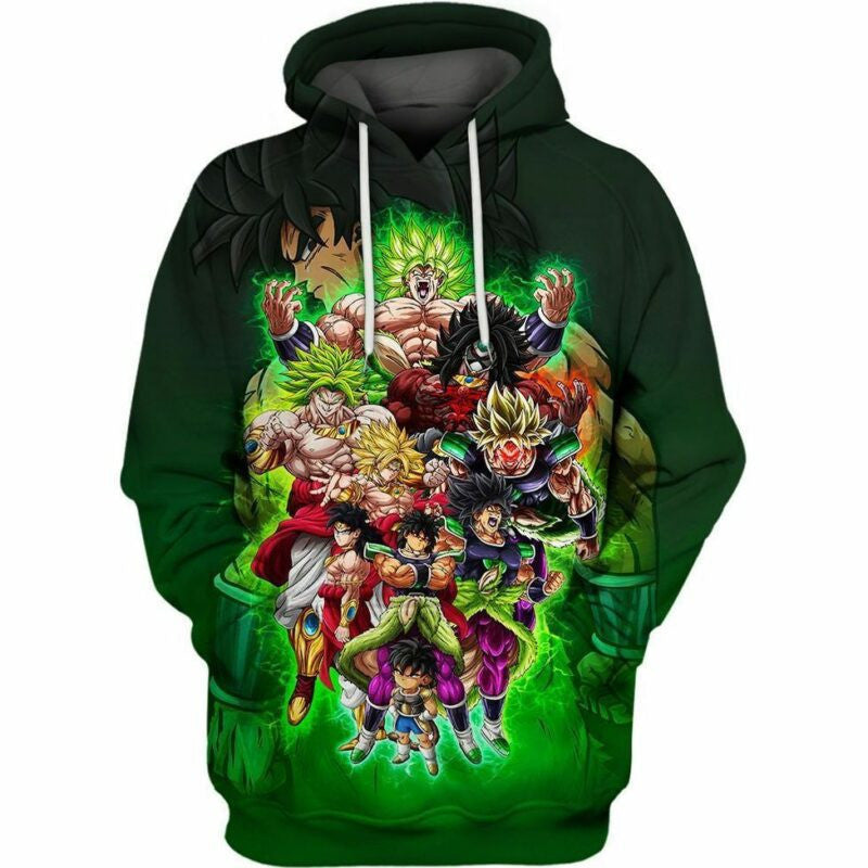 Buildercar - Broly Triple Threat Dragon Ball Z Over Print 3d Hoodie 2