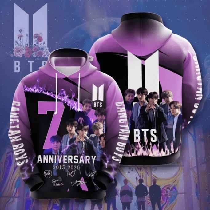 Buildercar - Bts Bangtan Boys 7th Anniversary 2013 2025 Signature Design Gift For Fan Custom 3d Hoodie All Over Printed Hoodie