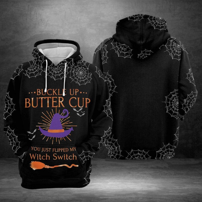 Buildercar - Buckle Up Butter Cup You Just Flipped My Witch Switch Spiderweb Black 3d Hoodie
