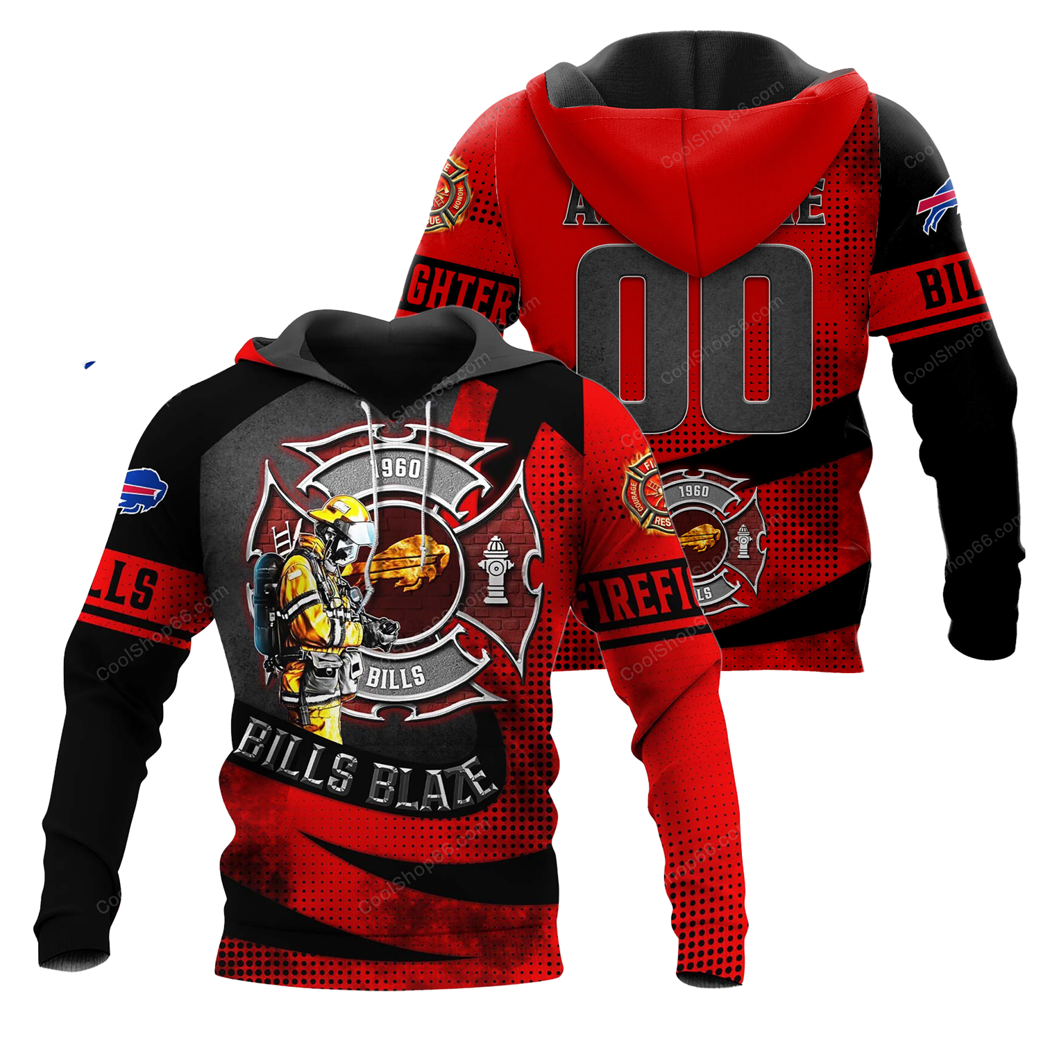 Buildercar - Buffalo Bills Blaze Line x NFL Custom Name & Number Hoodie