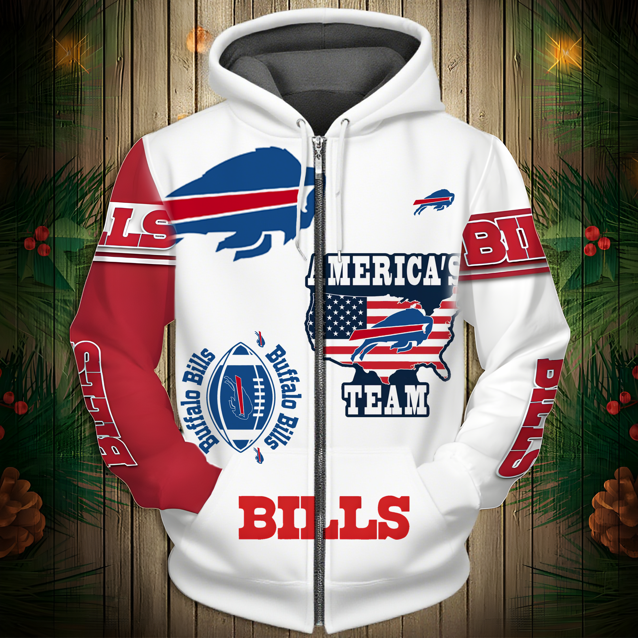 Buildercar - Buffalo Bills Hoodie Unisex NFL Pullover Hoodie for Football Fans hm10112572