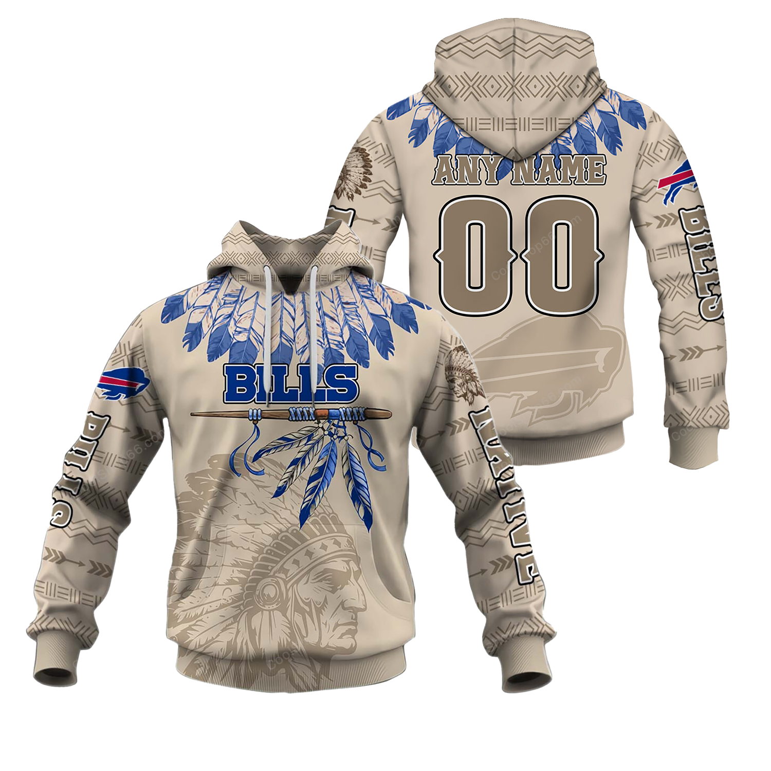 Buildercar - Buffalo Bills Native American Heritage x NFL Custom Name & Number Hoodie