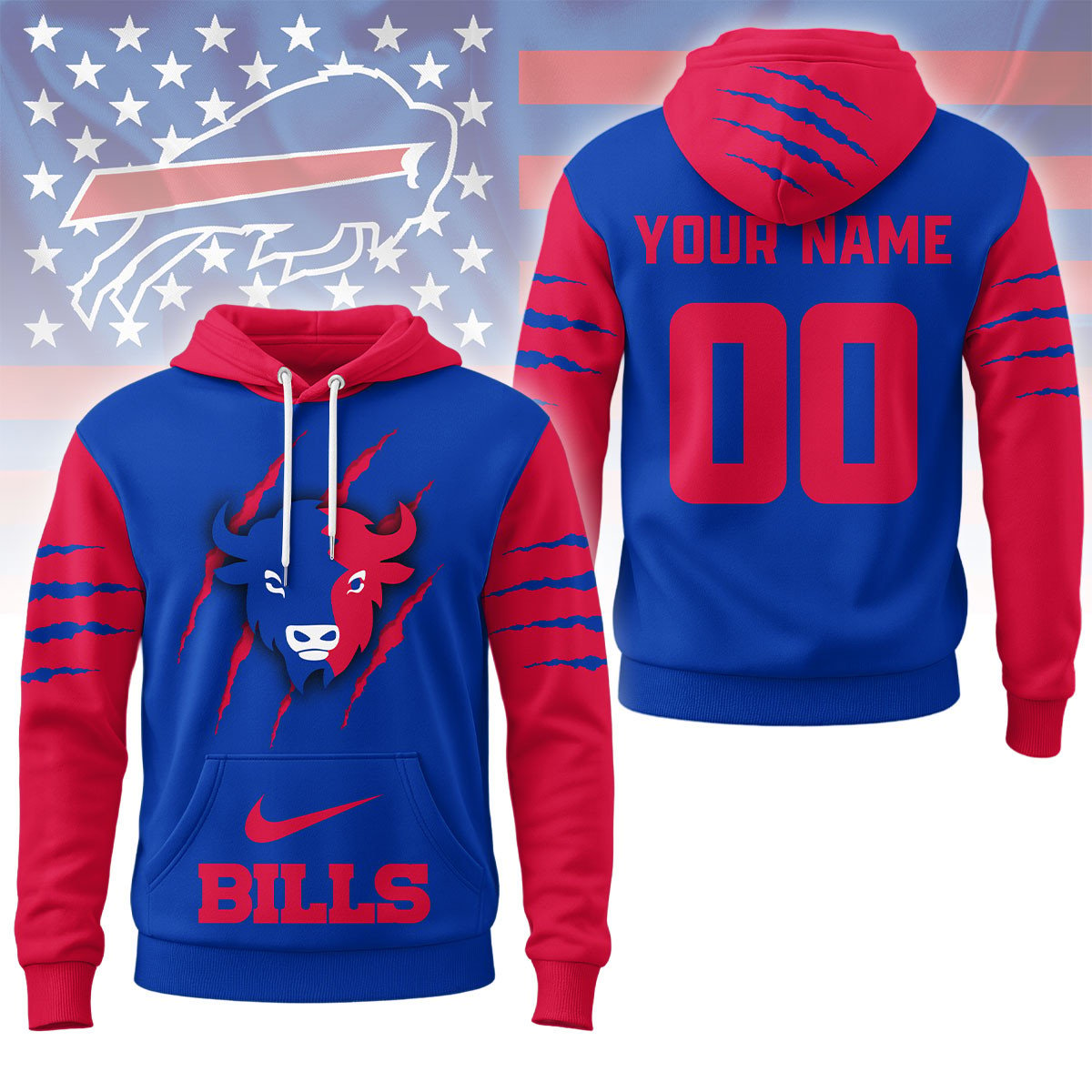 Buildercar - Buffalo Bills Premium NFL Fan Pride Claw Hoodie