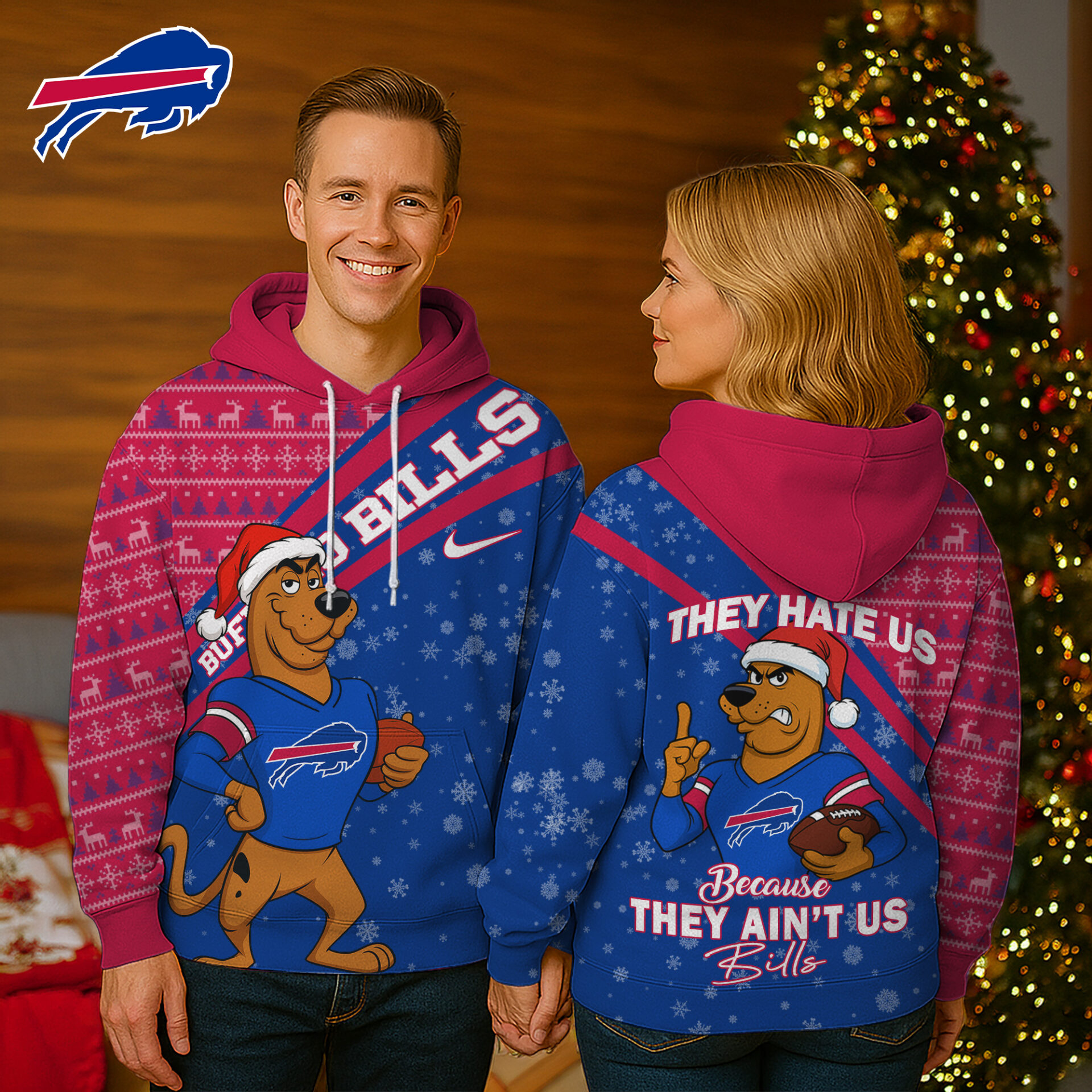 Buildercar - Buffalo Bills Premium NFL Funny Christmas Scooby Doo 3D Hoodie
